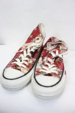 画像1: PINK HOUSE / CONVERSE X PINK HOUSE フラワーチェックプリントハイカットスニーカー 24.5 赤チェック I-26-06-27-130-LO-SH-TE-ZI (1)