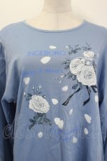 画像4: INGEBORG / エッチングローズワンポイントpt.カットソー  ブルー I-26-06-29-021-LO-TS-SA-ZI (4)