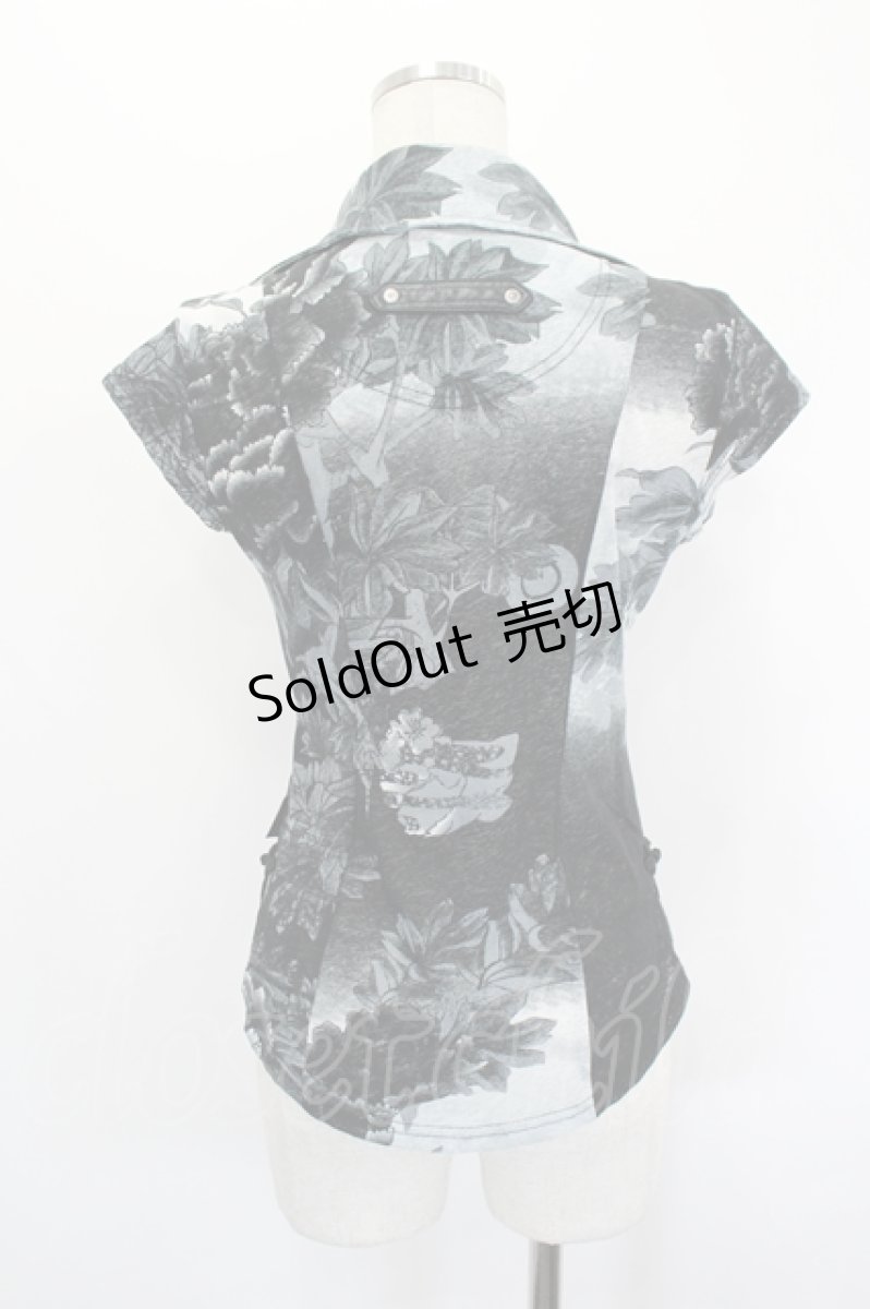 画像2: Ozz On / 水墨風襟付きZIPトップス  黒 I-26-06-29-026-OO-TO-TE-ZI (2)