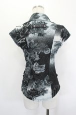 画像2: Ozz On / 水墨風襟付きZIPトップス  黒 I-26-06-29-026-OO-TO-TE-ZI (2)