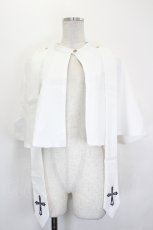 画像1: 中国ロリータ / クロス刺繍ケープ  白 I-26-06-29-037-LO-CO-TE-ZI (1)