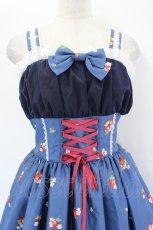 画像5: metamorphose / 【プラスサイズ】ストロベリーガーデンバッスルフリルジャンパースカート  ネイビー I-26-06-29-047-ME-OP-SA-ZI (5)