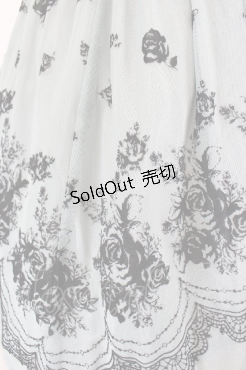 画像6: axes femme / チュールフロッキー切替ワンピース  サックス I-26-06-29-069-AX-OP-SA-ZI (6)