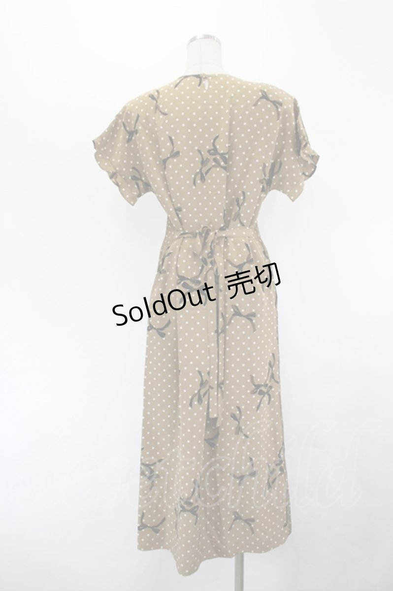 画像3: INGEBORG / リボン×ドット柄ポリワンピース  ベージュ I-26-06-29-072-LO-OP-TE-ZI (3)