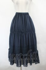 画像1: INGEBORG / シフォンカットジャガードスカート  ネイビー I-26-06-29-093-LO-SK-SA-ZI (1)