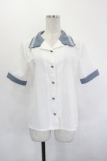画像1: Fi.n.t / セーラー開衿シャツ  白×ブルー I-26-06-29-009-CA-BL-TE-ZI (1)