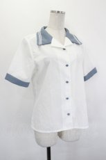 画像3: Fi.n.t / セーラー開衿シャツ  白×ブルー I-26-06-29-009-CA-BL-TE-ZI (3)