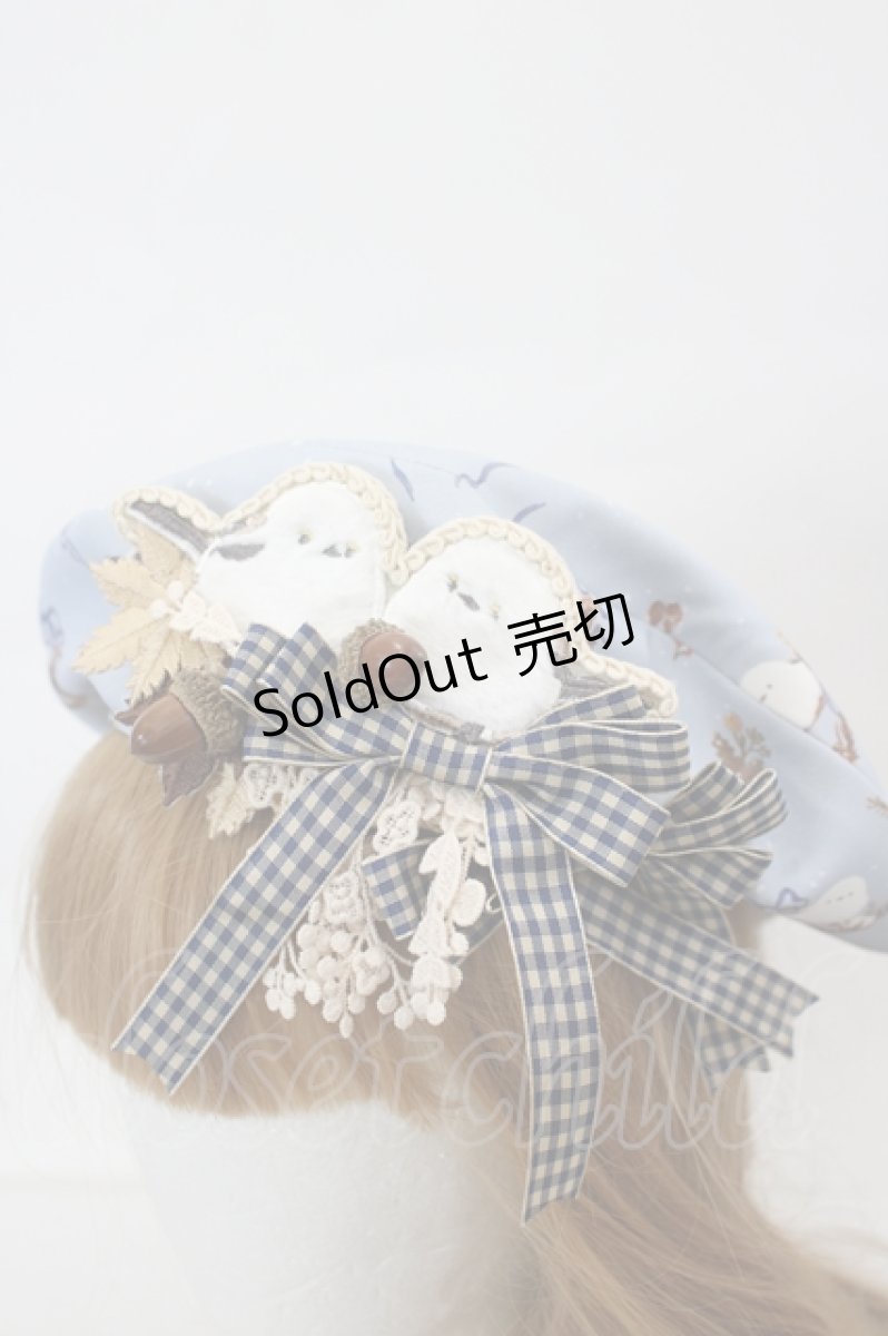 画像4: Hoshibako Works / ぼく、シマエナガ。 x HoshibakoWorks　Collaboration　刺繍ワッペン付きベレー帽  サックス I-26-06-29-113-LO-AC-SA-ZI (4)