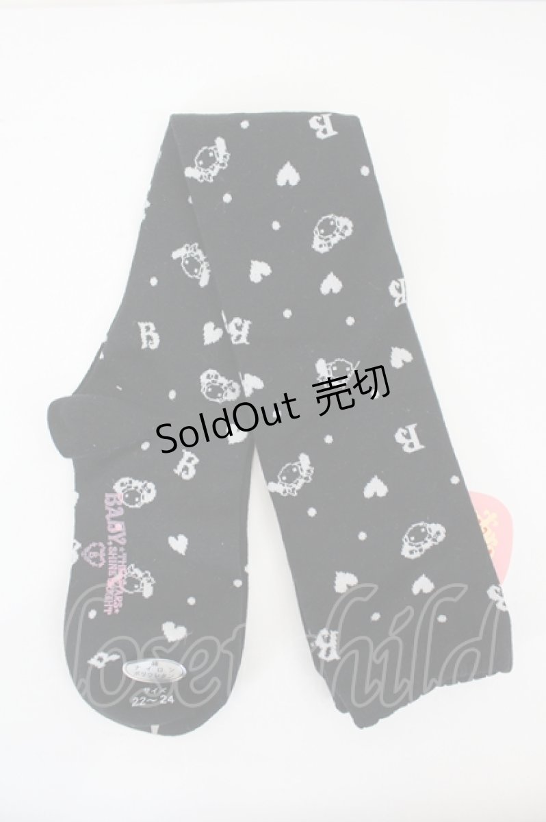 画像1: BABY,THE STARS SHINE BRIGHT / くみゃちゃんのLove Heartオーバーニーソックス  黒 I-26-06-29-124-BA-ZA-TE-ZI (1)