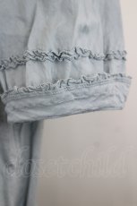 画像2: INGEBORG / カメリア刺繍&縦フリル半袖ブラウス S サックス I-26-07-01-006-LO-BL-SA-ZI (2)