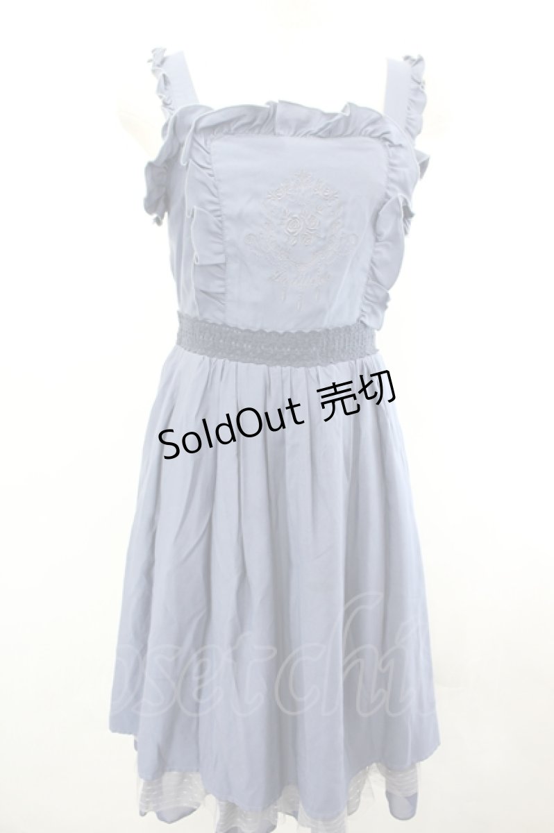 画像1: axes femme POETIQUE / メルヘン刺繍フリルワンピース  ブルー I-26-07-01-054-AX-OP-SA-ZI (1)