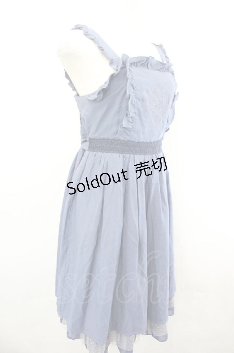 画像3: axes femme POETIQUE / メルヘン刺繍フリルワンピース  ブルー I-26-07-01-054-AX-OP-SA-ZI (3)