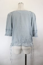 画像3: INGEBORG / カメリア刺繍&縦フリル半袖ブラウス S サックス I-26-07-01-006-LO-BL-SA-ZI (3)