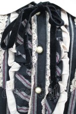 画像4: axes femme / 襟サテンレジメンイレヘムワンピース  黒ＸアイボリーＸ赤 I-26-07-01-057-AX-OP-SA-ZI (4)