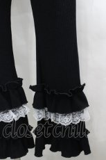 画像2: axes femme / フリル×レースワッフルパンツ  黒Ｘ白 I-26-07-01-086-AX-PA-SA-ZI (2)