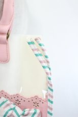 画像4: axes femme / ストライプ配色ビニールバッグ  アワピンク I-26-07-01-097-AX-BG-SA-ZI (4)