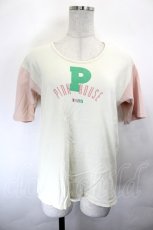 画像1: PINK HOUSE / Pロゴ半袖切替カットソー  アイボリーＸピンク I-26-07-01-011-LO-TO-SA-ZI (1)