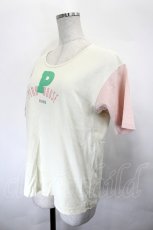 画像2: PINK HOUSE / Pロゴ半袖切替カットソー  アイボリーＸピンク I-26-07-01-011-LO-TO-SA-ZI (2)
