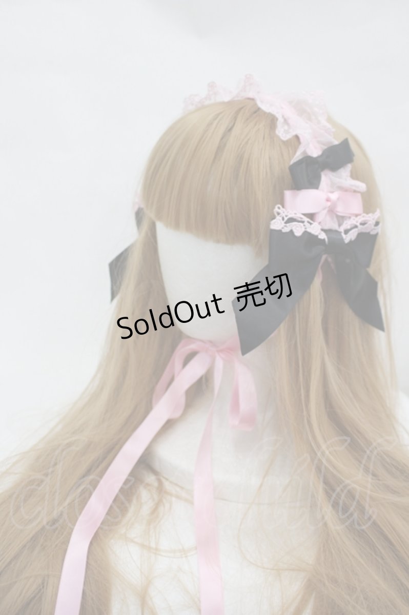画像1: BABY,THE STARS SHINE BRIGHT / Eternal Ribbon Featheryヘッドドレス  ピンクＸ黒 I-26-07-01-104-BA-AC-SA-ZI (1)