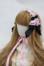 画像1: BABY,THE STARS SHINE BRIGHT / Eternal Ribbon Featheryヘッドドレス  ピンクＸ黒 I-26-07-01-104-BA-AC-SA-ZI (1)