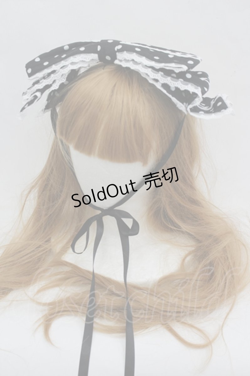 画像1: metamorphose / ドットリボン型ヘッドドレス  黒Ｘ白 I-26-07-01-106-ME-AC-SA-ZI (1)