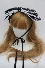 画像1: metamorphose / ドットリボン型ヘッドドレス  黒Ｘ白 I-26-07-01-106-ME-AC-SA-ZI (1)