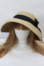 画像1: MILK / summerブリムHAT  ベージュ×クロ I-26-07-01-113-ML-AC-SA-ZI (1)
