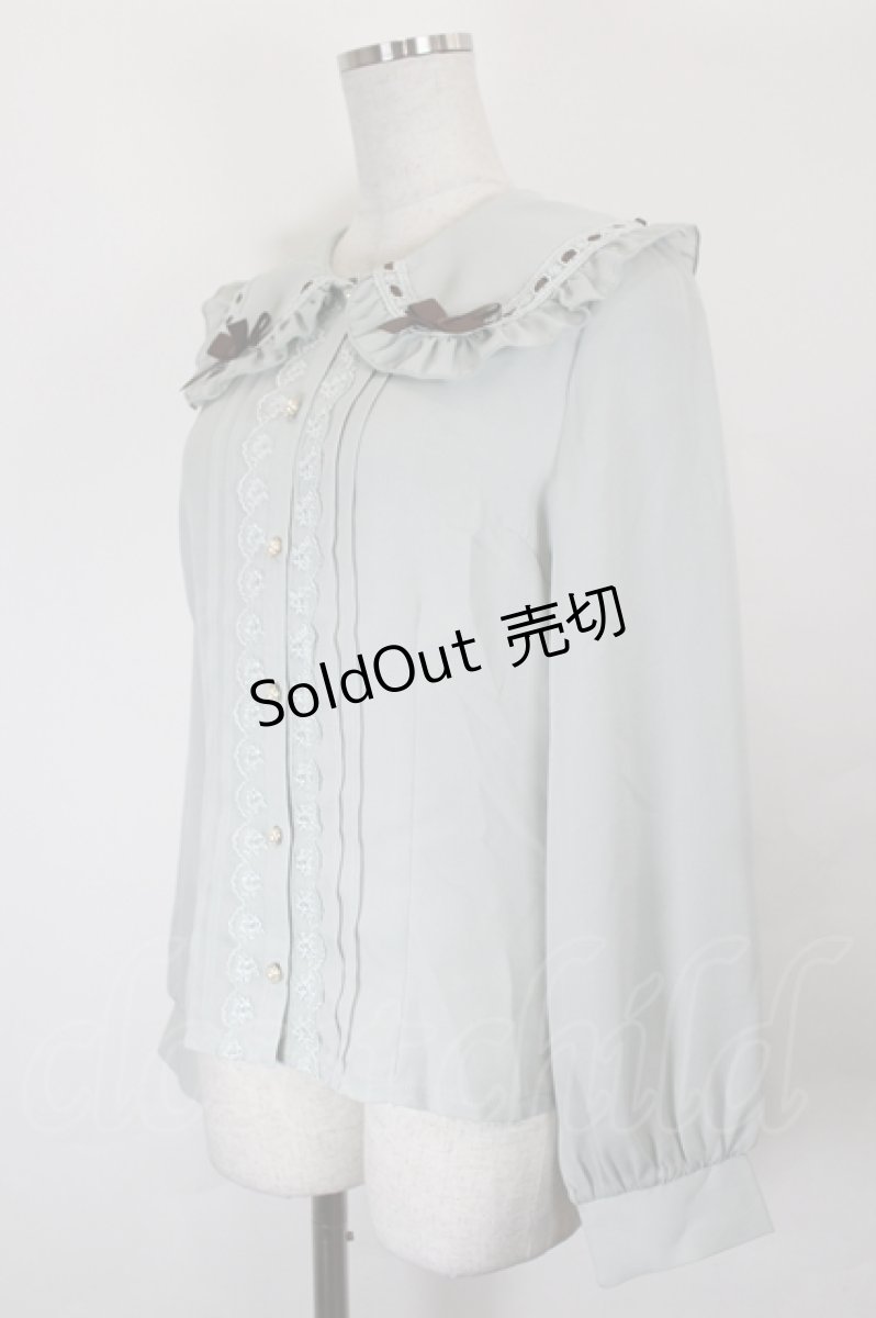 画像2: axes femme POETIQUE / チョコレートリボン丸襟BL M ミント I-26-07-03-009-AX-BL-SA-ZI (2)
