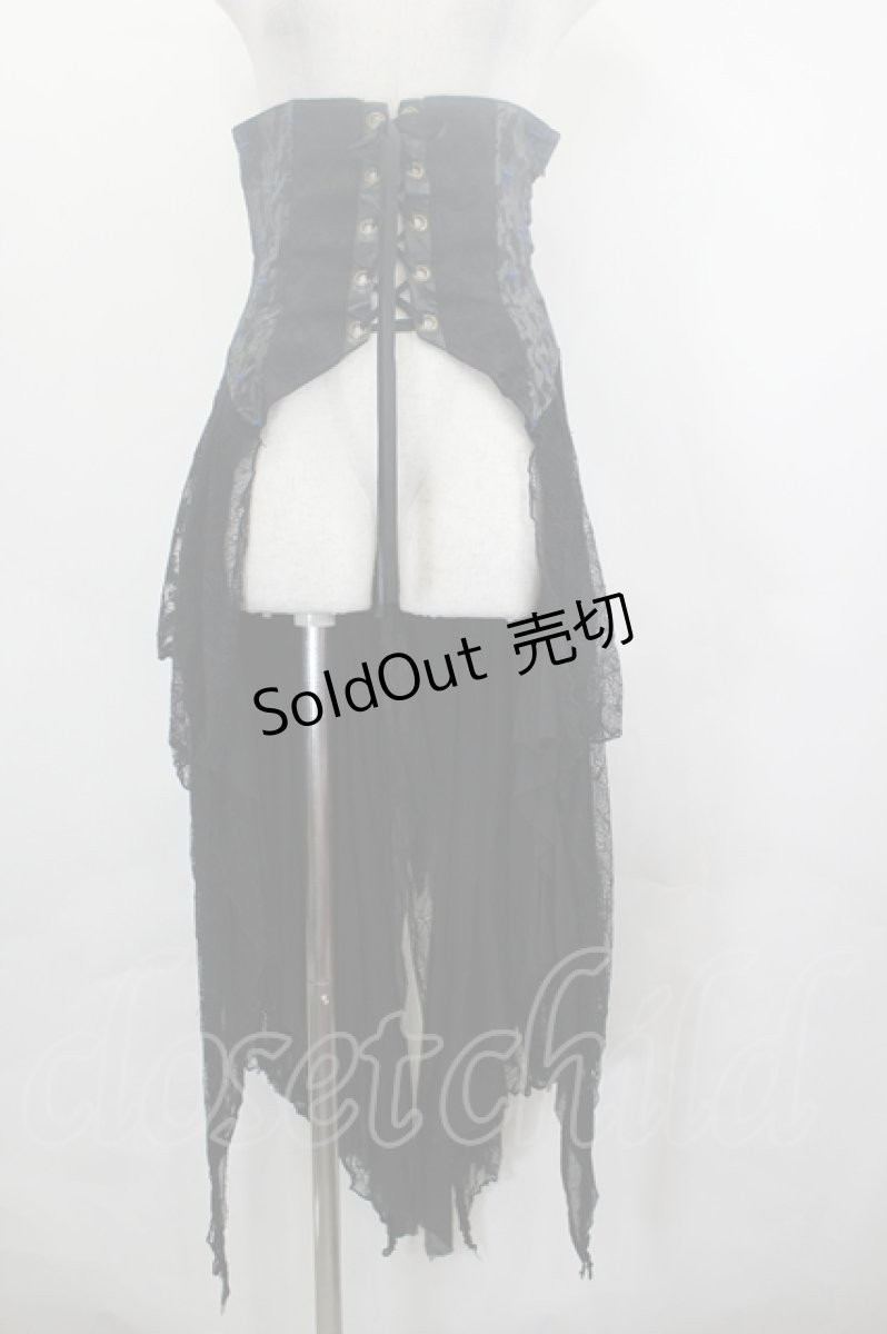 画像1: h.naoto Blood / クロス刺繍コルセットレースオーバースカート  黒 I-26-07-03-100-HN-SK-TE-ZI (1)