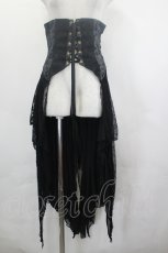 画像1: h.naoto Blood / クロス刺繍コルセットレースオーバースカート  黒 I-26-07-03-100-HN-SK-TE-ZI (1)