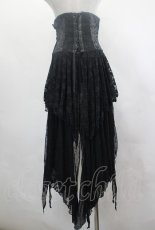 画像3: h.naoto Blood / クロス刺繍コルセットレースオーバースカート  黒 I-26-07-03-100-HN-SK-TE-ZI (3)