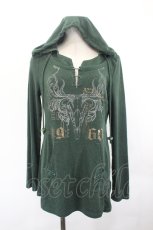 画像1: Ozz Croce / バフォメットプリントフード付きトップス  カーキ I-26-07-05-046-OO-TO-TE-ZI (1)