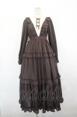 画像1: axes femme kawaii / クラシカルフリルロングワンピース  ボルドー I-26-07-05-078-AX-OP-SA-ZI (1)