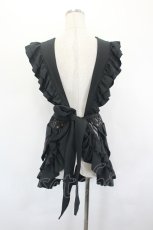 画像3: Ozz oneste / 薔薇刺繍ストライプタブリエ  黒 I-26-07-05-085-OO-OP-TE-ZI (3)