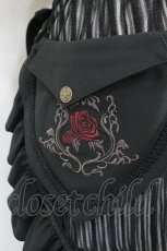 画像5: Ozz oneste / 薔薇刺繍ストライプタブリエ  黒 I-26-07-05-085-OO-OP-TE-ZI (5)