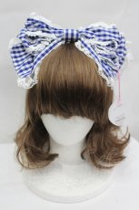 画像1: BABY,THE STARS SHINE BRIGHT / Charlineリボンカチューシャ  青Ｘ白チェック I-26-07-05-118-BA-AC-SA-ZI (1)