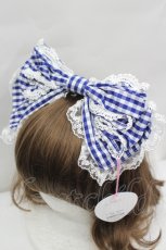 画像3: BABY,THE STARS SHINE BRIGHT / Charlineリボンカチューシャ  青Ｘ白チェック I-26-07-05-118-BA-AC-SA-ZI (3)