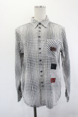 画像1: Karl Helmut / うさぎ刺繍ギンガムチェックシャツ  黒Ｘ白チェック I-26-07-05-018-EL-BL-SA-ZI (1)