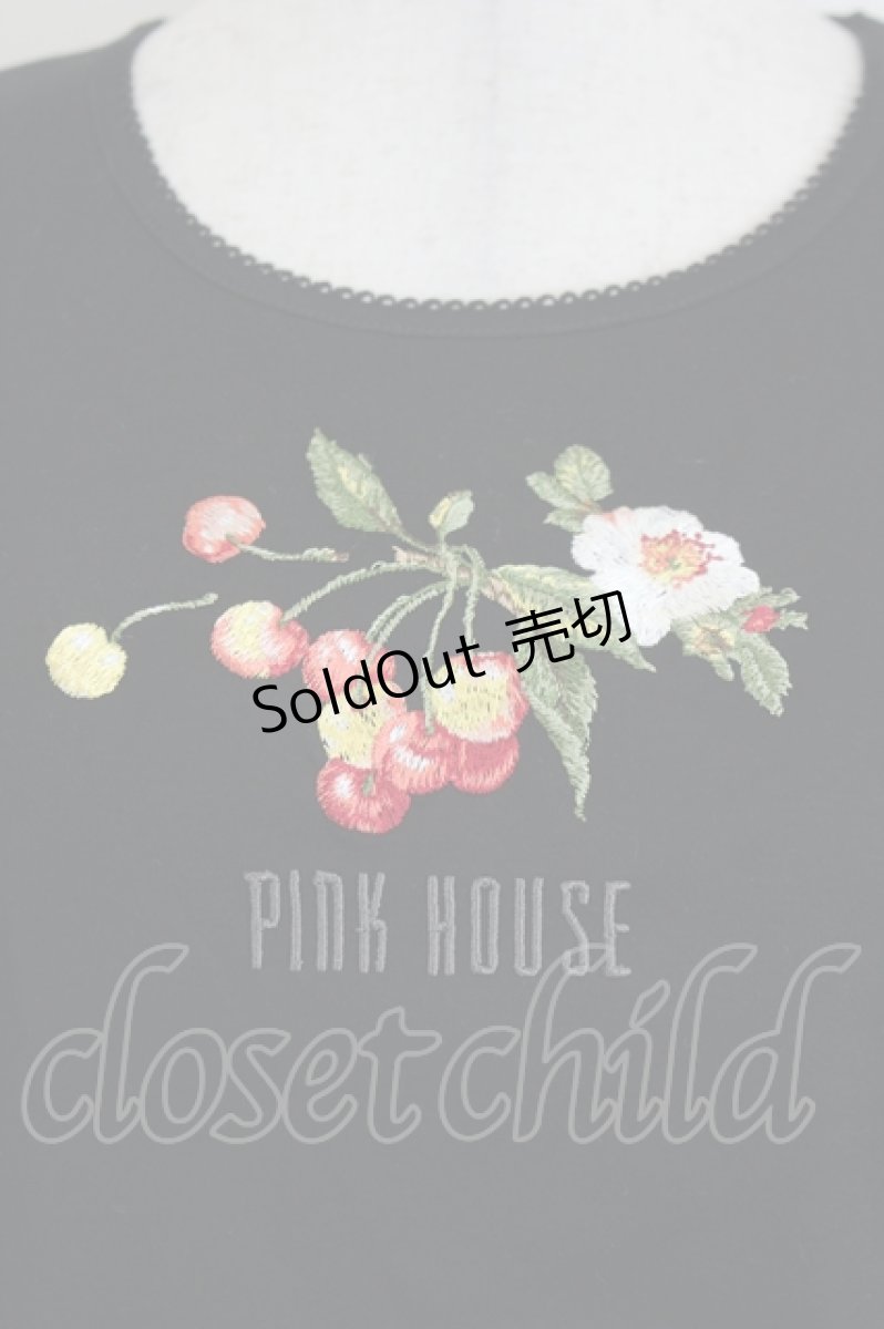 画像3: PINK HOUSE / 野ばらとチェリー刺繍カットソー 3(M) 黒 I-26-07-07-046-LO-TO-SA-ZI (3)