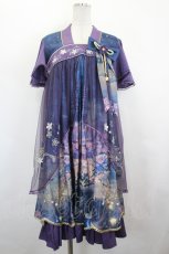 画像1: ichigomikou / 桜刺繍&プリントワンピース 4 ネイビーｘパープル I-26-07-07-065-LO-OP-SA-ZI (1)