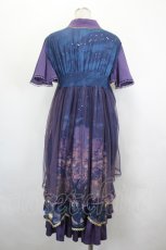画像2: ichigomikou / 桜刺繍&プリントワンピース 4 ネイビーｘパープル I-26-07-07-065-LO-OP-SA-ZI (2)
