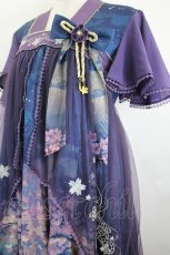 画像3: ichigomikou / 桜刺繍&プリントワンピース 4 ネイビーｘパープル I-26-07-07-065-LO-OP-SA-ZI (3)