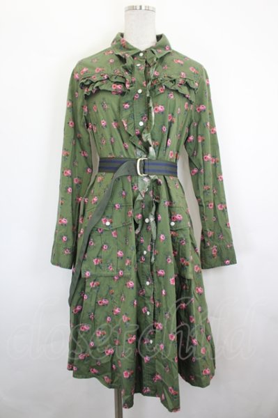 Jane Marple Dans Le Salon / フラワー総柄シャツワンピース グリーン