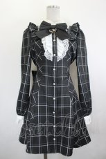 画像1: Secret Honey / アクセサリーリボンチェックワンピース 2 黒 I-26-07-07-071-CA-BL-TE-ZI (1)