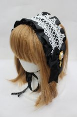 画像1: Black Shamrock / リボンスターレースヘッドドレス  黒Ｘ白 I-26-07-07-121-LO-AC-SA-ZI (1)