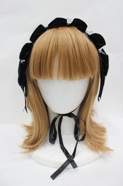Black Shamrock / リボンスターレースヘッドドレス 黒X白 I-26-07-07