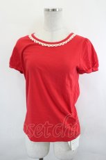 画像1: Jane Marple / レースライン半袖カットソー  赤Ｘ白 I-26-07-07-018-JM-TO-SA-ZI (1)
