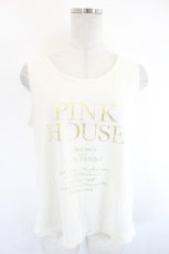 画像1: PINK HOUSE / ロゴプリントノースリーブトップス  アイボリーＸゴールド I-26-07-09-005-LO-TO-SA-ZI (1)