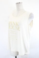画像3: PINK HOUSE / ロゴプリントノースリーブトップス  アイボリーＸゴールド I-26-07-09-005-LO-TO-SA-ZI (3)