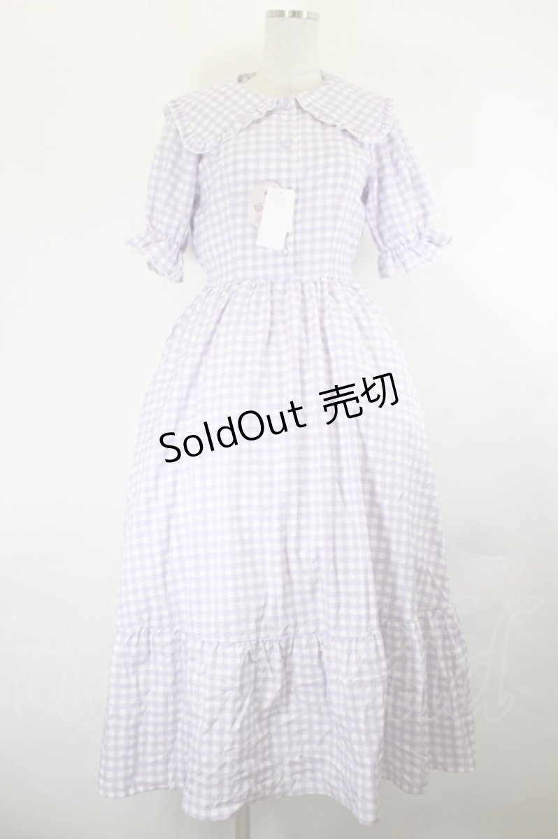 画像1: m petit by misako / TT*Mギンガムチェック半袖ワンピース S ラベンダー I-26-07-09-059-LO-OP-TE-ZI (1)